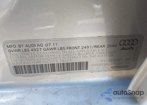 2012 Audi A4 2.0T Premium from USA, damaged, VIN WAUFFAFLXCN005145